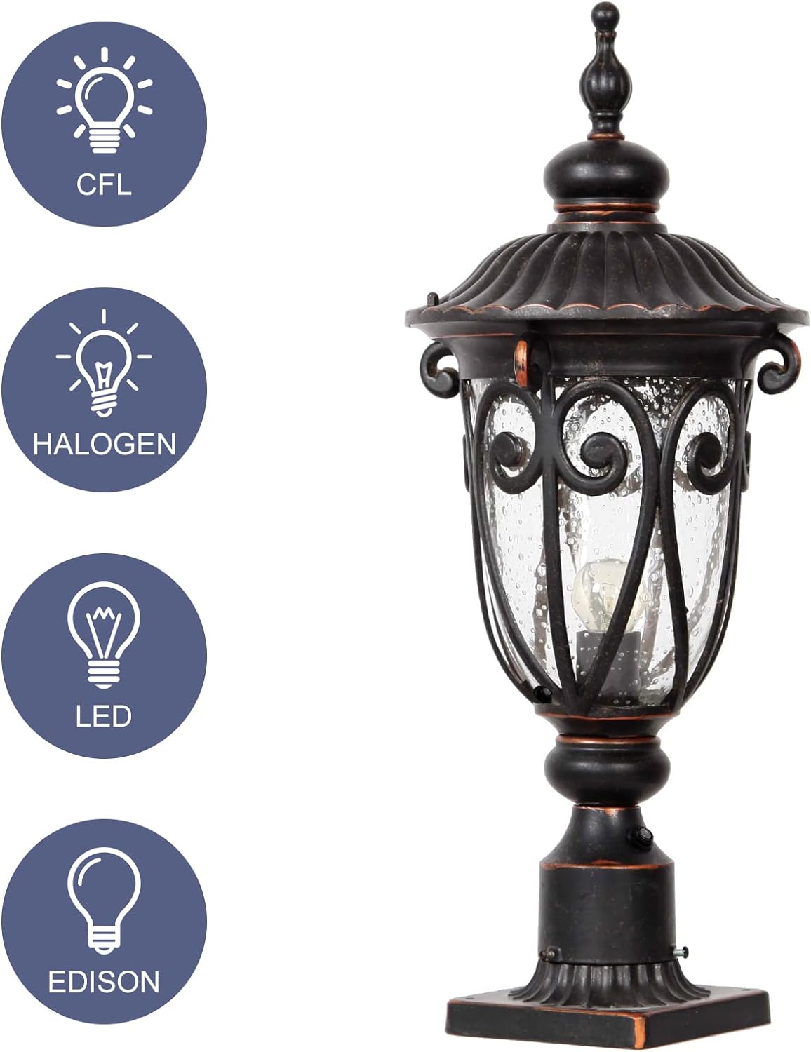 23" Large Outdoor Wall Light for Porch, 2 Pack Aluminium Exterior Wall Mount Lantern for House, Vintage Bronze Outside Wall Sconce with Clear Seeded Glass Shade for Garage