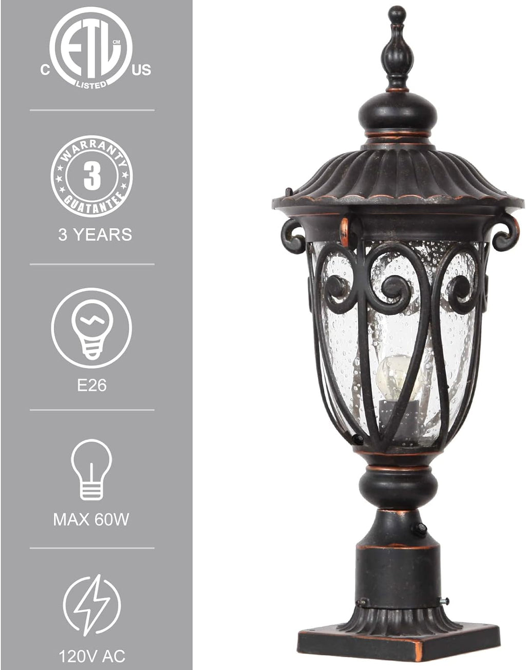 23" Large Outdoor Wall Light for Porch, 2 Pack Aluminium Exterior Wall Mount Lantern for House, Vintage Bronze Outside Wall Sconce with Clear Seeded Glass Shade for Garage