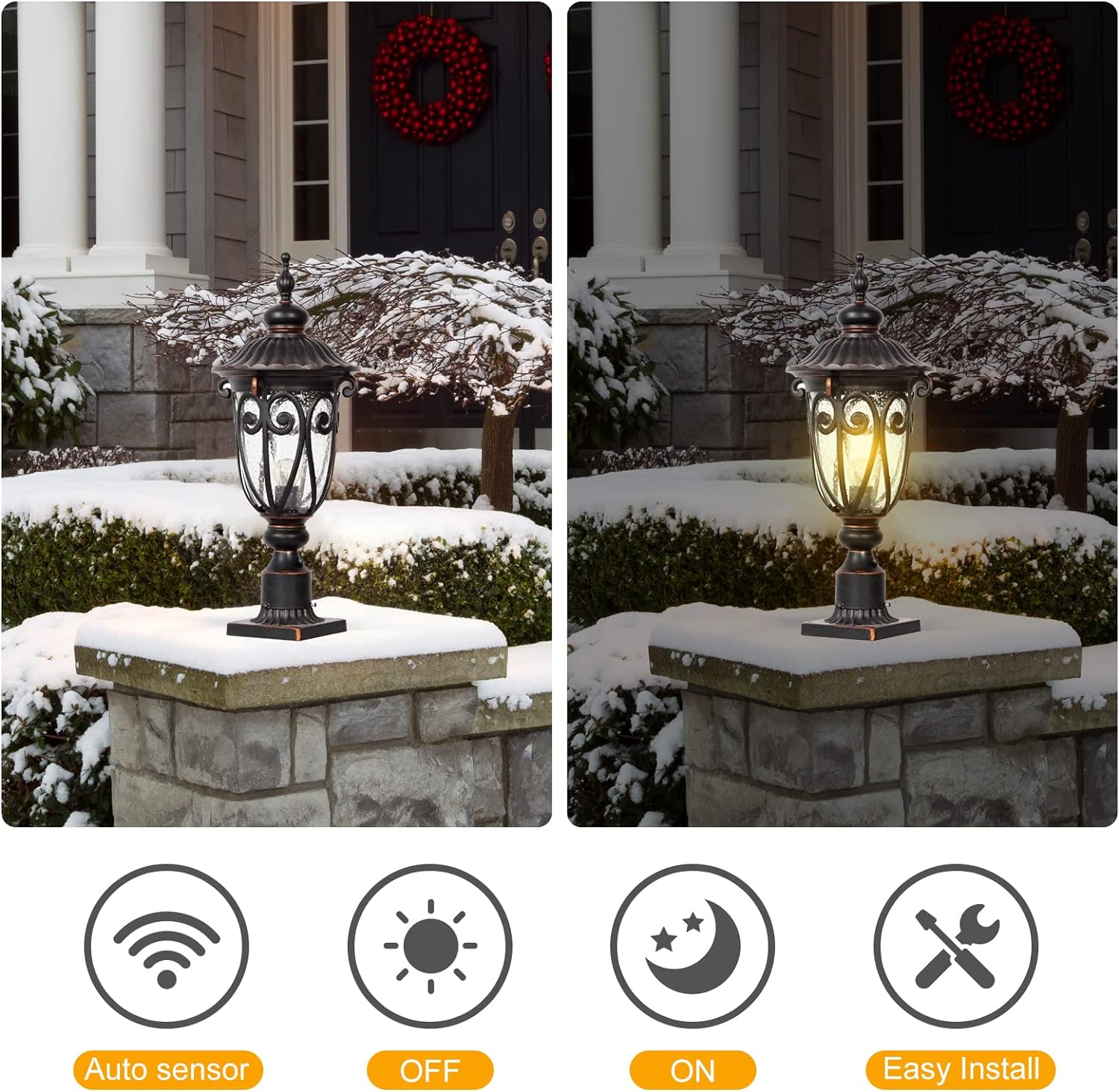 23" Large Outdoor Wall Light for Porch, 2 Pack Aluminium Exterior Wall Mount Lantern for House, Vintage Bronze Outside Wall Sconce with Clear Seeded Glass Shade for Garage