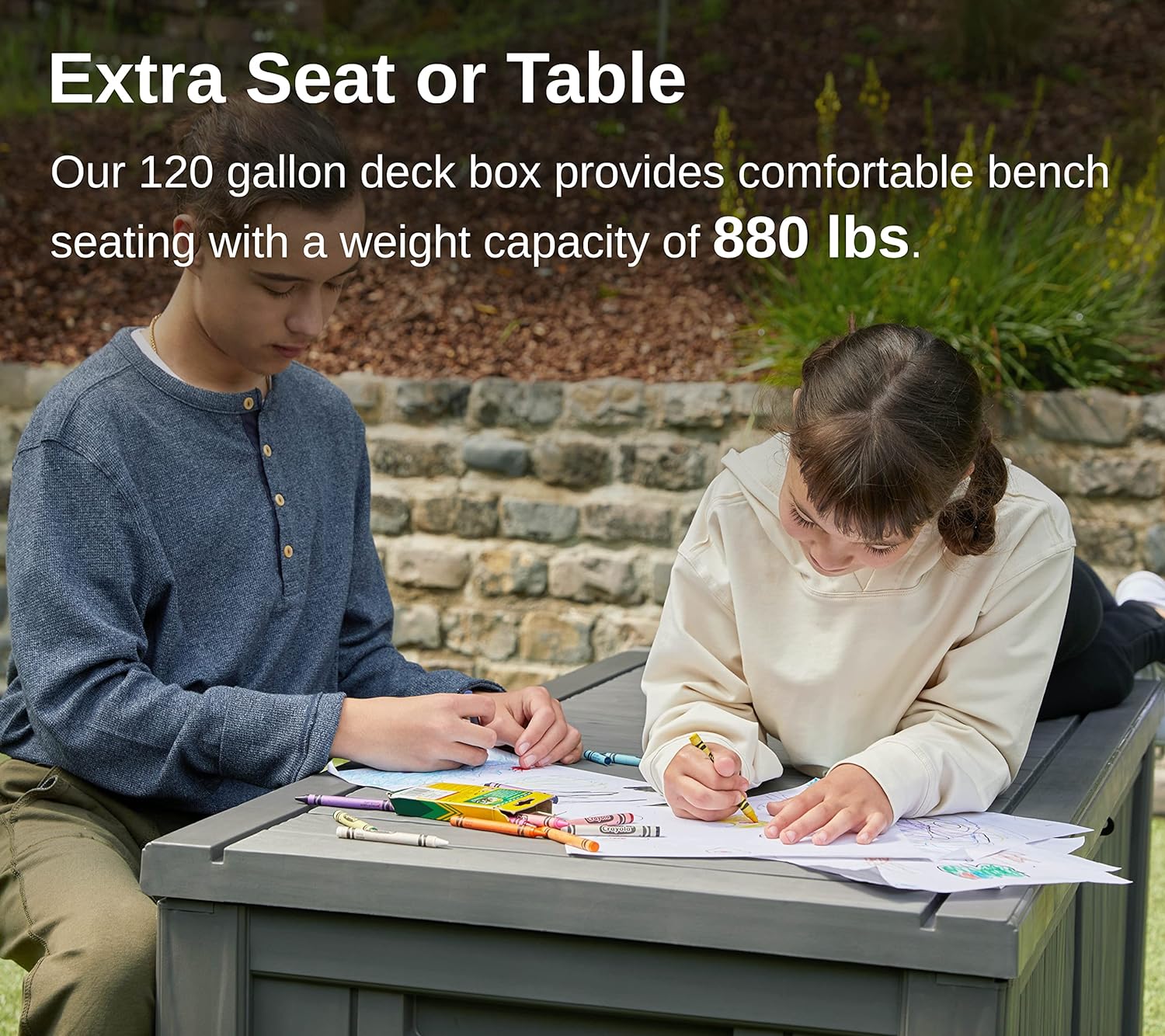 230 Gallon Deck Box, Outdoor Storage Box with Padlock