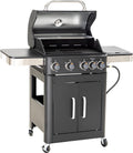 Burner Gas grill with side burner and enameled cast iron grille 42,000BTU outdoor cooking stainless steel propane grill Garden grill, silver