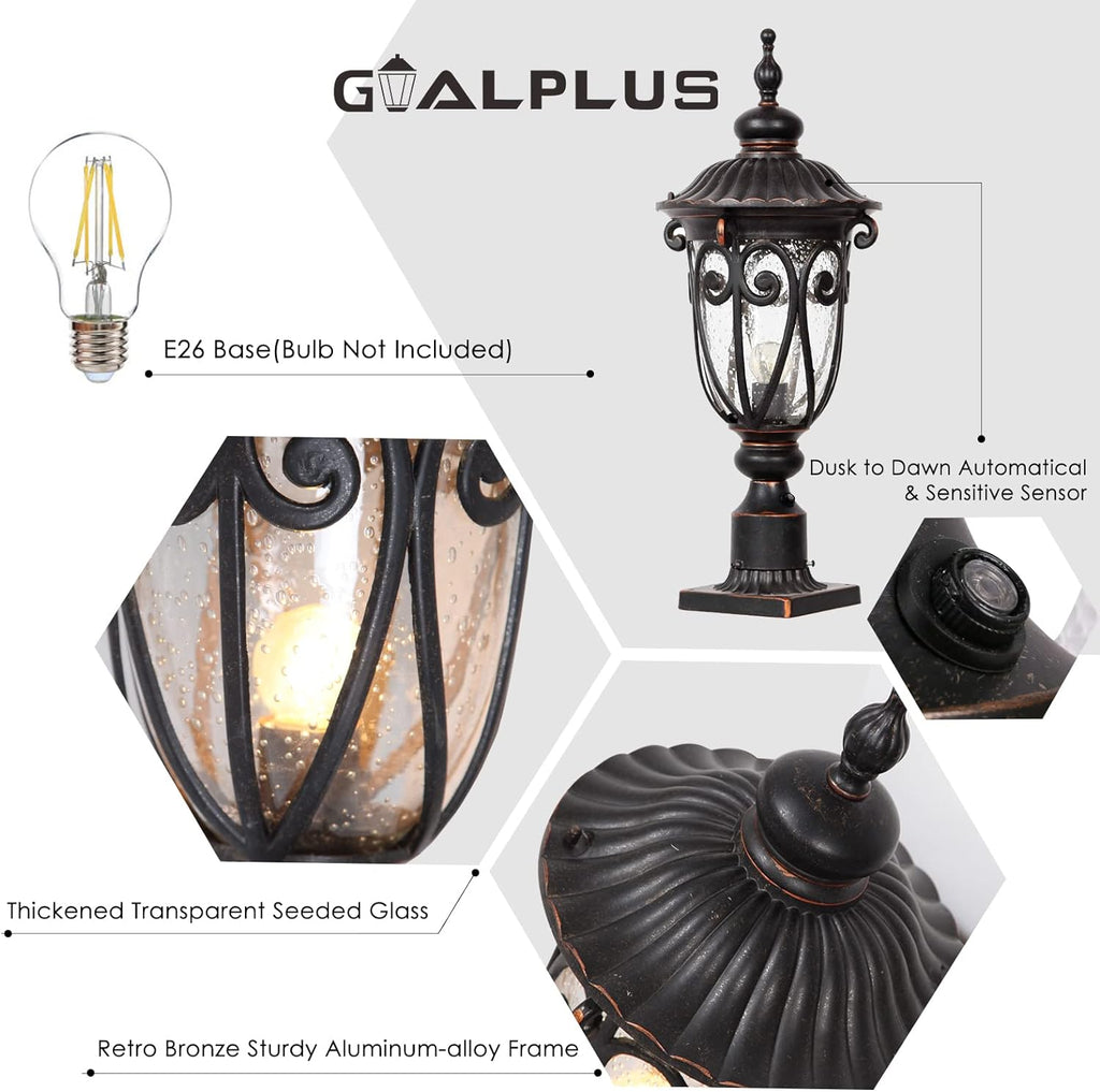 23" Large Outdoor Wall Light for Porch, 2 Pack Aluminium Exterior Wall Mount Lantern for House, Vintage Bronze Outside Wall Sconce with Clear Seeded Glass Shade for Garage