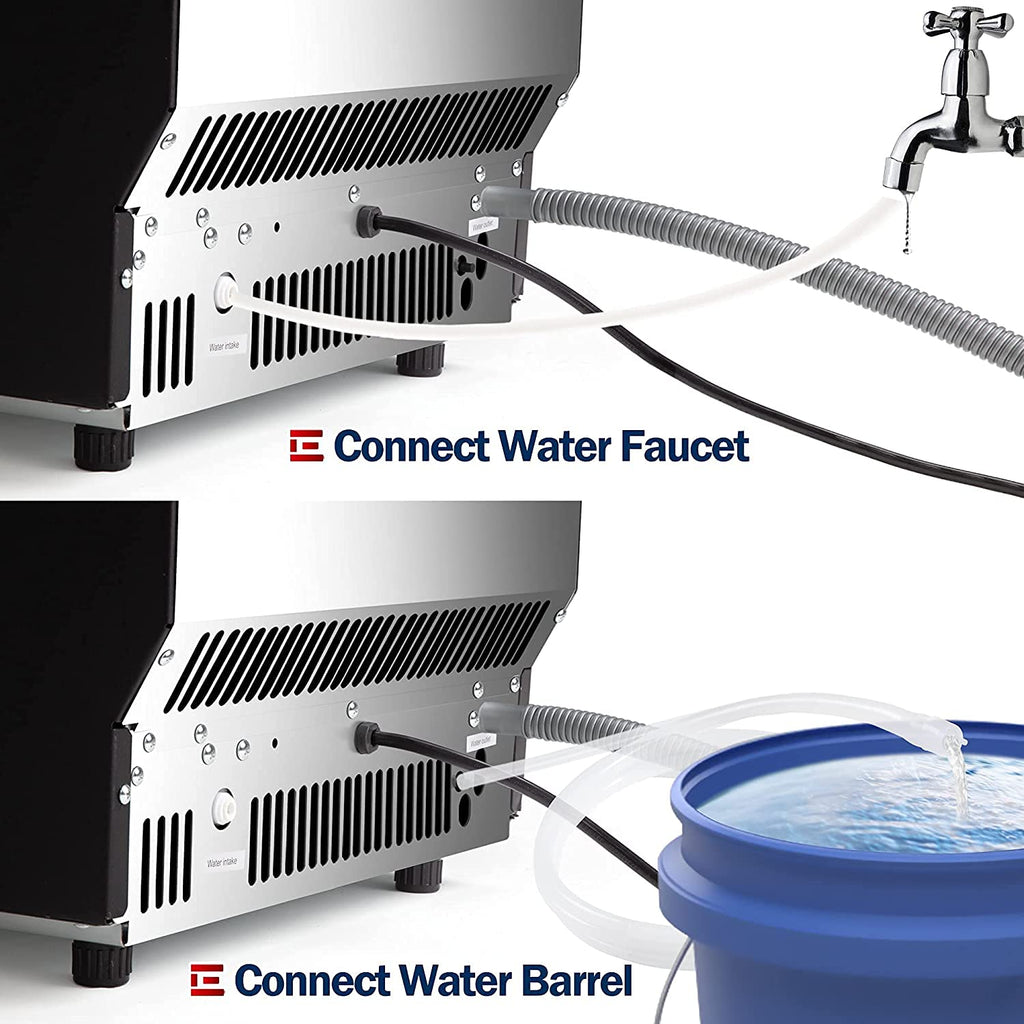 Euhomy Commercial Ice Machine, 2 Way Water Supply 100lbs/24H Stainless Steel Under Counter ice Machine with 33lbs Capacity